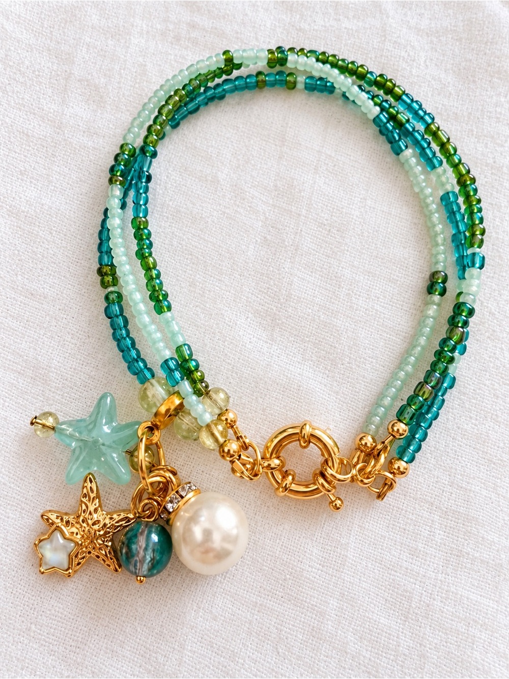 Coastal Starfish Multi-Strand Beaded Charm Bracelet | Reimagined